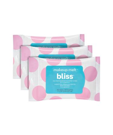 Bliss Makeup Melt Oil-Free Makeup Remover Cleansing Wipes x3