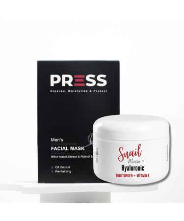 PRESS SKINCARE Snail Mucin Hyaluronic Moisturizer with Vitamin E comes with a Facial Sheet Mask | Moisturizing Cream | Hydrating Face Sheet Masks Pore Cleanser Brightening & Anti Aging