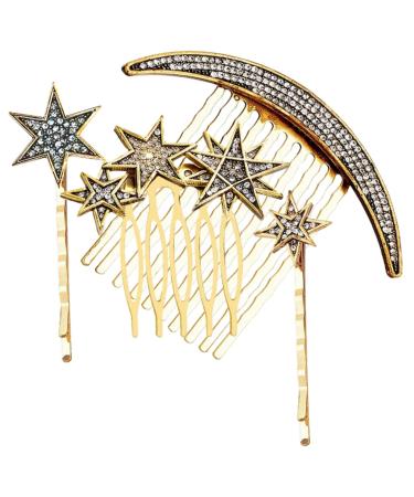PLAFOPE 1 Set Star Moon Hairpin Hair Accessories Hair Barrettes Hair Side Comb Clip Star Barrettes Star Hairpins Wedding Side Comb Star Hair Clips Hair Clip Side Comb Hair Pin Hair Comb