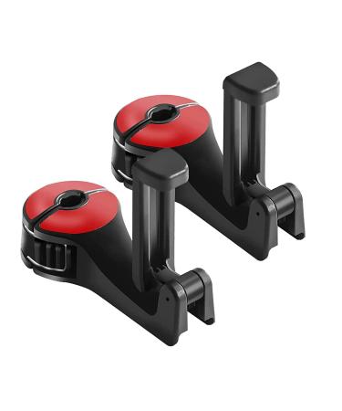 ONEROOMONON 2 STOP AUTOSHAST HOKING HATING POST CHORE HAILITION car seat hook with a cell phone holder hard-wearing rear seat head supporter and hanger holder hook storage for handbags (red)
