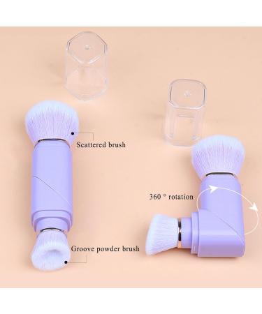 Vtrem Retractable Travel Makeup Brush Set - Kabuki Double-Ended Foundation & Blush Brushes in Blue Black Purple | Mini Compact Face Brush for Flawless Powder & Highlighter - Buy Online on SooperMarket.com