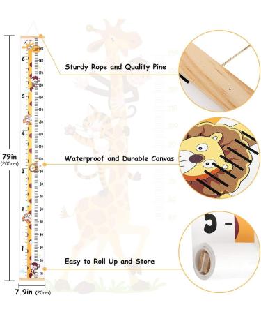 Smlper Kids Height Chart Wall Hanging Ruler - Giraffe Design | Nursery Growth Chart for Baby & Child | Wood Frame Canvas Measure 79x7.9 - Wall Decor - Buy Online on SooperMarket.com