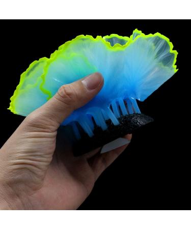 Duozoance Glow-in-the-Dark Artificial Coral Plants for Aquariums - Silicone Blue Decoration | 7.5x5x9cm - Buy Online on SooperMarket.com