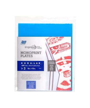 Grafix Impress 8 x 10 Pack of 3 Transparent Lightweight Non-Porous .030 Polyester Monoprinting Surface Economical Alternative to Metal or Glass Plates 8 x 10 Clear 8 x 10 3-Pack