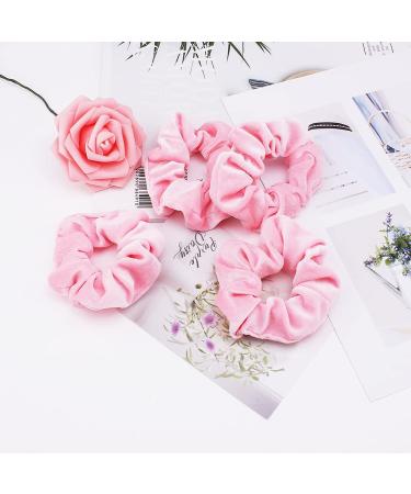 20 Pcs Pink Velvet Hair Scrunchies for Women and Girls - Soft Elastic Bobbles Ropes in Solid Colors - Cute Hair Accessories by Didder - Buy Online on SooperMarket.com