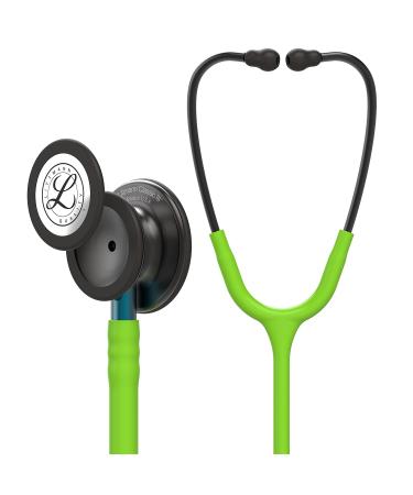 3M Littmann Classic III Monitoring Stethoscope Smoke Chestpiece Lime Green Tube Blue Stem and Smoke Headset 27 inch 5875 Smoke Chestpiece/Headset Blue Stem Lime Green Tube Single