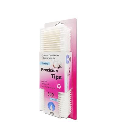 500 Pieces Precision Tips Double Pointed Cotton Swabs with Paper Stick for Makeup & Cleaning 500pcs(1 pack)