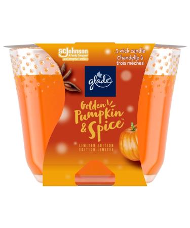 Glade Scented Candle Golden Pumpkin & Spice Limited Edition 3-Wick Candle Air Freshener Infused with Essential Oils for Home Fragrance 1 Count
