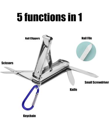 5in1 Multi Tool Nail Clippers Ultra Slim Foldable Multifunctional Pocket Nail Cutter With Nail File Nose Hair Scissors Screwdriver Key Chain Portable Mini Multi Nail Clippers for Travel Hiking Camping - Buy Online on SooperMarket.com