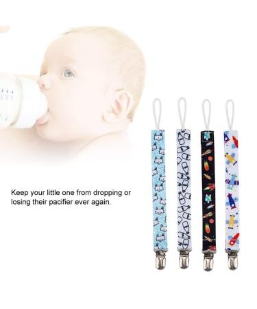 4pcs Baby Pacifier Clip Set - Cotton Strap Chain for Infants - Unisex Light Blue Baby Gift - Buy Online on SooperMarket.com
