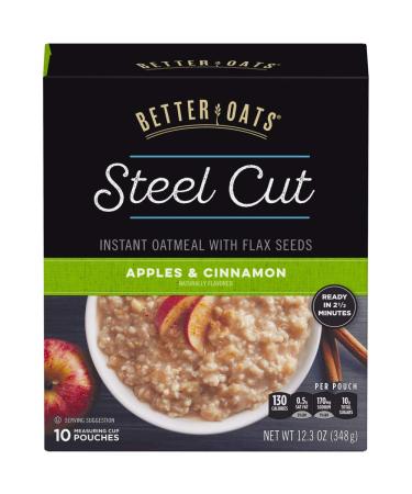 Better Oats Steel Cut Insant Oatmeal with Flax Seeds Apples and Cinnamon 12.3 Ounce (Pack of 6)