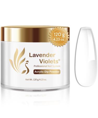Lavender Violets 120g Clear Acrylic Dip Powder - 4oz Large Dip Powder Nail Kit 2in1 3D French Nail Art Starter Manicure Strengthen Nail Powder Easy for Beginners No Nail Lamp Needed L001