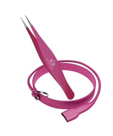 Fine Point Tweezers for Women and Men Stylish X Drop Wristband- Splinter, Ticks, Facial or Chin Hair, Brow & Ingrown Hair Removal Set – Sharp, Needle Nose, Stainless Steel, Surgical Precision Pluckers Pink