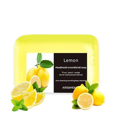 Lemon Soap Organic Soap Bar Natural Soap Vegan Cruelty Free No SLS or Parabens Handmade Moisturising Soap Bar for Face and Body