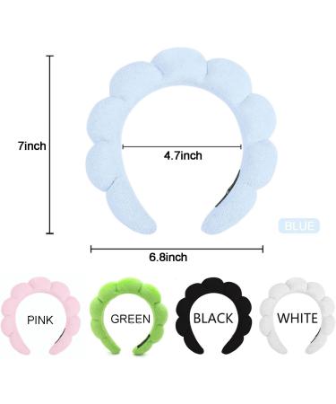 Spa Headband Set for Women - Terry Cloth Makeup and Skincare Headband with Face Wash Wristbands - Soft Puffy Headband Gift in Black+Blue - Buy Online on SooperMarket.com