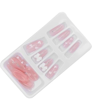 Full Cover False Nail Pink Bow Fake Nails Pink Love Press On Nails Coffin Medium Length Ballerina Nail Art Tips Sets Artificial Nails Press On False Nail Tips - Buy Online on SooperMarket.com
