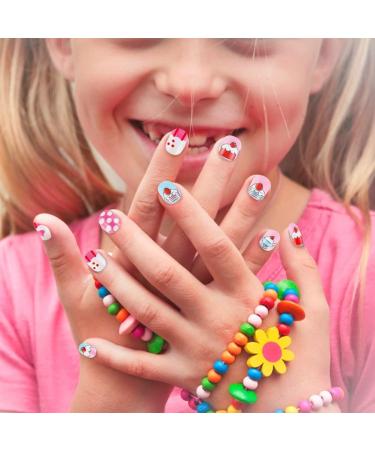 144 Pieces Kids Stick On Nails Full Cover Children False Nails Short Kids Press on Nails Sets Fake Cartoon Nails for Girls - Buy Online on SooperMarket.com