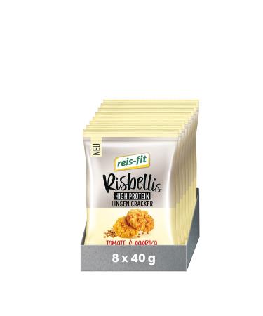 reis-fit Risbellis High Protein Lentil Crackers 8x40g low-calorie snack vegan & gluten-free spices 40 g (pack of 8)