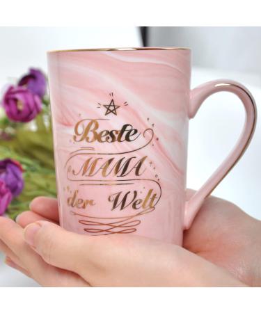 Bokalaka Mother's Day Gift - 400ml Pink Ceramic Coffee Cup with Lid & Spoon | Perfect Mom Gifts & Birthday Present | Best Mom in the World - Buy Online on SooperMarket.com