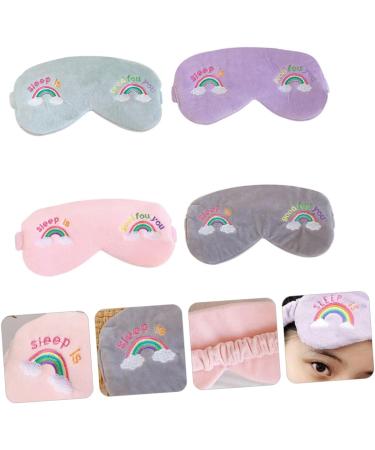 Rainbow Eye Mask Scrunchies Set - 4pcs Hair Ties with Bows and Teeth, Wired Head Wraps for Girls - Buy Online on SooperMarket.com