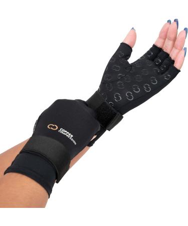 Copper Infused Fingerless Arthritis Compression Gloves for Hand Pain Relief - Adjustable Fit for Men and Women - Reduce Pain, Improve Blood Flow, Aid Recovery - Small/Medium (1 Pair) - Buy Online on SooperMarket.com