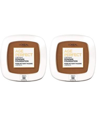 L'Oreal Paris Age Perfect Creamy Powder Foundation Compact 360 Sienna 0.31 Ounce (Pack of 2) Sienna 0.31 Ounce (Pack of 2)