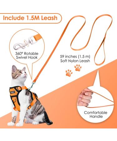 Breakproof Cat Leash Set & Adjustable Soft Kitten Vest - Reflective Stripes | Orange Small Dishes for Kittens - Buy Online on SooperMarket.com