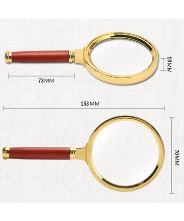 70mm 10X Handheld Magnifying Glass Shatterproof Reading Magnifier Real Glass Magnifying Lens with Imitation Mahogany Handle for Science Reading Book Inspection - Buy Online on SooperMarket.com