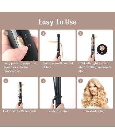 WeChip Rotating Curling Iron Automatic Hair Curler 1 1/4 Inch Ionic Self Curling Iron with Long Barrel Curling Wand for Waves with Extra Long Nano Titanium Barrel - Buy Online on SooperMarket.com