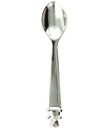 Krysaliis Sterling Silver Teddy Feeding Baby Spoon - Premium Quality Food Grade Standard .925 Solid Sterling Silver Spoon - Engravable Gift For Baby with a Beautiful Gift Box