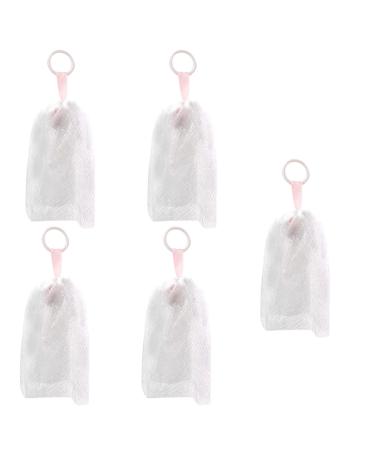 Foaming Net for Face Washing 5Pcs Soft Skin-friendly Soap Net with Hanging Rope PE Cleanser Foamer Bubble Net for Bathroom