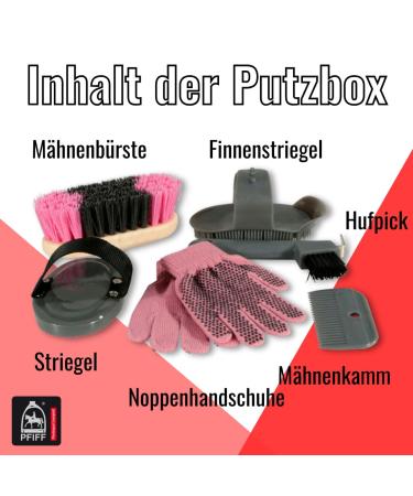 PFIFF 100576 Children's Grooming Box | 6-Piece Horse Care Kit in Grey - Ideal for Kids - Buy Online on SooperMarket.com