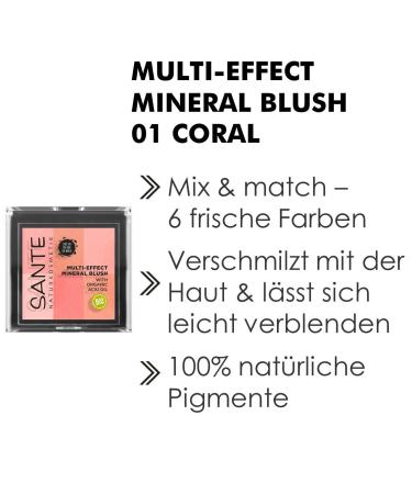 Sante Natural Cosmetics Multi-Effect Mineral Blush 01 Coral | 6 Shades for Radiant Glow | Vegan Organic | 8g Bronze - International Shipping Available - Buy Online on SooperMarket.com