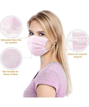 Pink Disposable Face Masks - 3 Ply Protection | 10 Pack | Ideal for Office Restaurant & Outdoor Use - Buy Online on SooperMarket.com