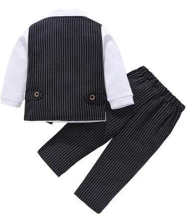 AmzBarley Baby Boys Gentlemans Tuxedo Romper Set | Long/Short Sleeve Shirt, Pants, Vest, Bowtie | Black | 1-2 Years - Buy Online on SooperMarket.com