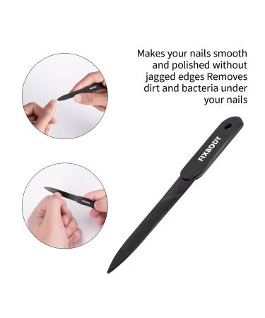 FIXBODY Black Stainless Steel Nail Clipper Set with Nail File - Sharp Fingernail & Toenail Clippers in Leather Case - Perfect Gift for Men and Women (Set of 3) - Buy Online on SooperMarket.com