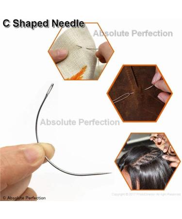Weaving Needle and Threads Set with Stainless Steel Needles and Scissors for Hand Sewing Hair Extensions and Lace Wig DIY - 3 Rolls Black Thread - Buy Online on SooperMarket.com