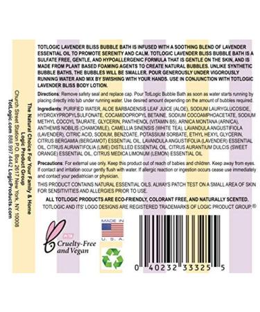 TotLogic Sulfate Free Bubble Bath with Calming Lavender - 8 oz | Kids & Baby Safe, Natural, Gentle & Hypoallergenic | Rich in Antioxidants & Botanicals | No Parabens, Phthalates, or Sulfates - Buy Online on SooperMarket.com