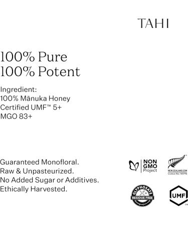 Tahi Raw Manuka Honey New Zealand UMF 5+ Certified (MGO 83+) - 100% Sustainable Monofloral and Natural Honey - Non-GMO Glyphosate-Free and Gluten-Free - New Zealand Manuka Pure Honey - 250gr. 250 g (Pack of 1) - Buy Online on SooperMarket.com