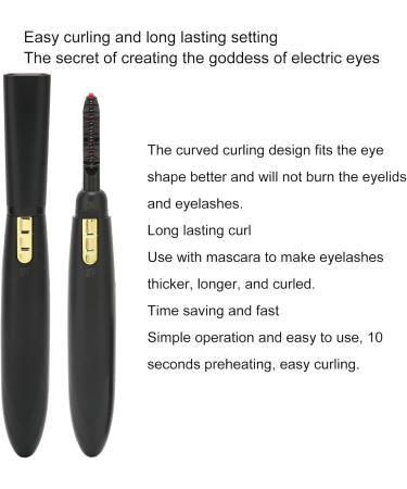Professional Quick Heating Long Lasting Eyelash Curling Tool with Comb Heated Eyelash Curler for Women Battery Powered Electric Eye Lashes Curler for Make Up(Black) - Buy Online on SooperMarket.com