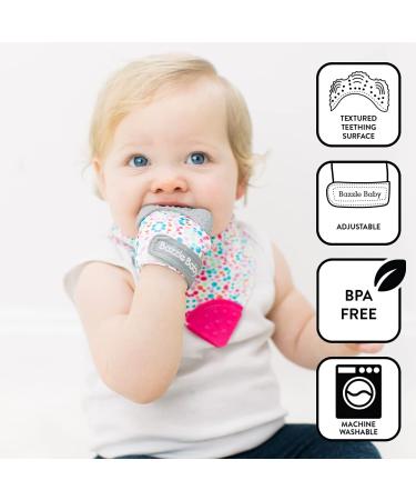 Bazzle Baby Teething Mitt - Silicone Teething Mittens  Teething Toys  Baby Teething Toys  Baby Teething Mitten  Teething Glove  Hand Teethers for Babies - Adjustable Strap (Geo Lines) - Buy Online on SooperMarket.com