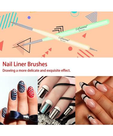 Lofuanna 6pcs Nail Art Liner Brushes Set - Double Ended Dotting Tools for DIY Nail Art Painting & Drawing - Buy Online on SooperMarket.com
