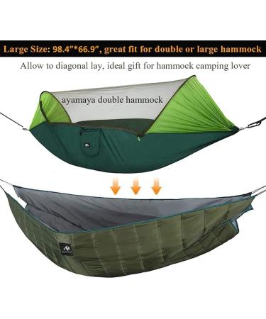 AYAMAYA Hammock Underquilt - Full Length Winter Insulation Blanket for Double Hammock - Dark Green - Buy Online on SooperMarket.com