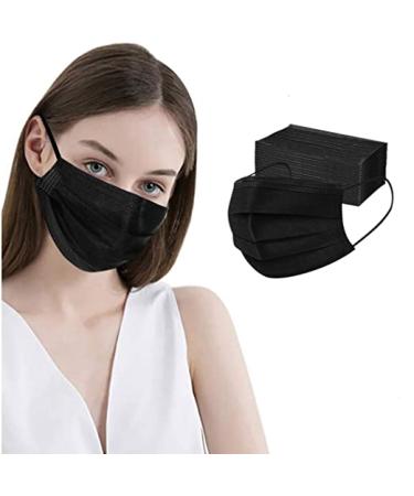 Disposable Face Masks Black 3 Ply Face Masks of 50 Pcs Disposable Mask