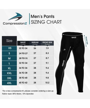CompressionZ Men's Compression Pants - Black Large | Base Layer Running Tights for Sports - Buy Online on SooperMarket.com