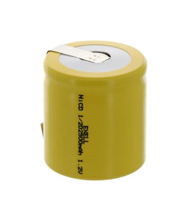 Exell 1/2D Size 1.2V 2500mAh NiCD Rechargeable Battery with Tabs for Data Loggers Portable Monitors instruments/equipment electric tools and toys airsoft radio receivers meters radios