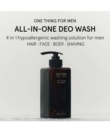 ONE THING FOR MEN All in One Deo Wash 16.9 Fl Oz | 4-in-1 Moisturizing Body Gel Face Cleanser & Shampoo | Korean Skincare for Sensitive Skin - Buy Online on SooperMarket.com
