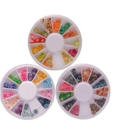 288pcs Mini 3d Fruit Slices Nail Art Slices Tips Cartoon 3d Animal Fruit Flower Wheels Combo Nail Art Stick Nail Art Decor