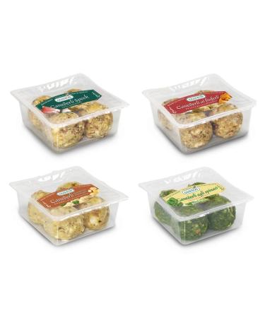 Gustos Dumplings Tasting Set - 4 Packs: Bacon Chanterelle Spinach & Cheese - Authentic South Tyrolean Recipe - International Shipping Available - Buy Online on SooperMarket.com