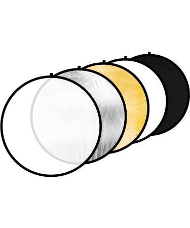 Aqirui 32inch/80cm 5 in 1 Collapsible Light Reflector Round Multi Disc with Bag-Translucent, Silver, Gold, White and Black for Photography Photo Studio Lighting and Outdoor Lighting